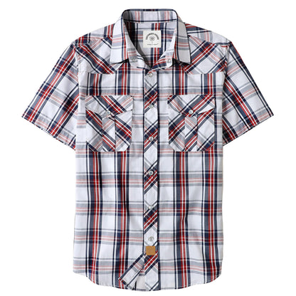 HOTDubinik® Western Shirts for Men Short Sleeve Plaid Pearl Snap Shirts for Men Button Up Shirt Cowboy Casual Work Shirt