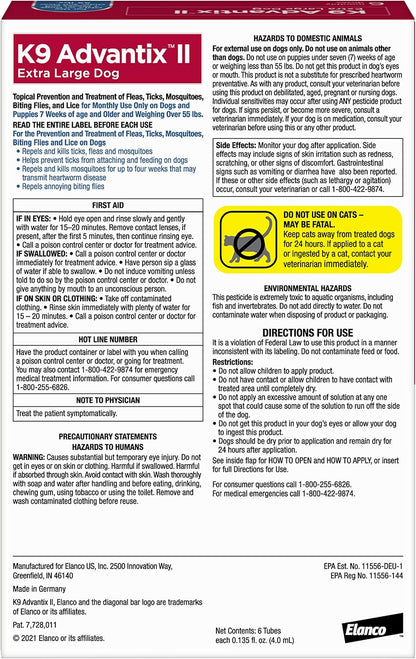 HOTK9 Advantix II XL Dog Vet-Recommended Flea, Tick & Mosquito Treatment & Prevention | Dogs Over 55 lbs. | 6-Mo Supply