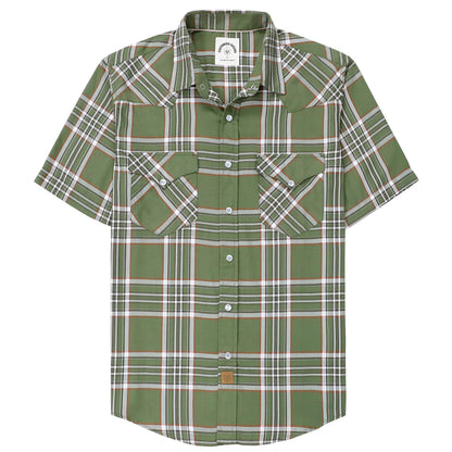 HOTDubinik® Viscose Made from Bamboo Mens Short Sleeve Shirts Plaid Shirt Western Cowboy Pearl Snap Casual Plaid Shirts for Men