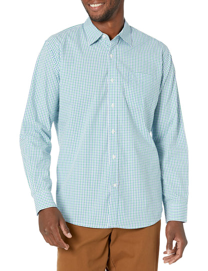 HOTAmazon Essentials Men's Regular-Fit Long-Sleeve Casual Poplin Shirt, Button Front, Business Casual, Collared