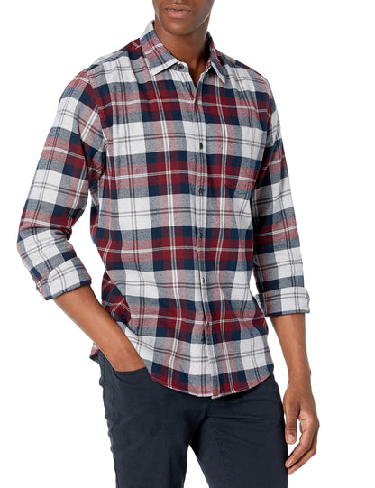HOTAmazon Essentials Men's Regular Fit Long-Sleeve Flannel Shirt, Soft Brushed Cotton, Lightweight yet Warm