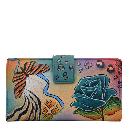 HOTAnna by Anuschka Women's Hand Painted Genuine Leather Two Fold Organizer Wallet