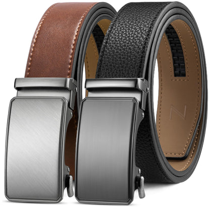HOTZitahli Ratchet Belt for Men - 2 Packs Leather Mens belt For Gift Men Dress and Casual,Trim to Fit