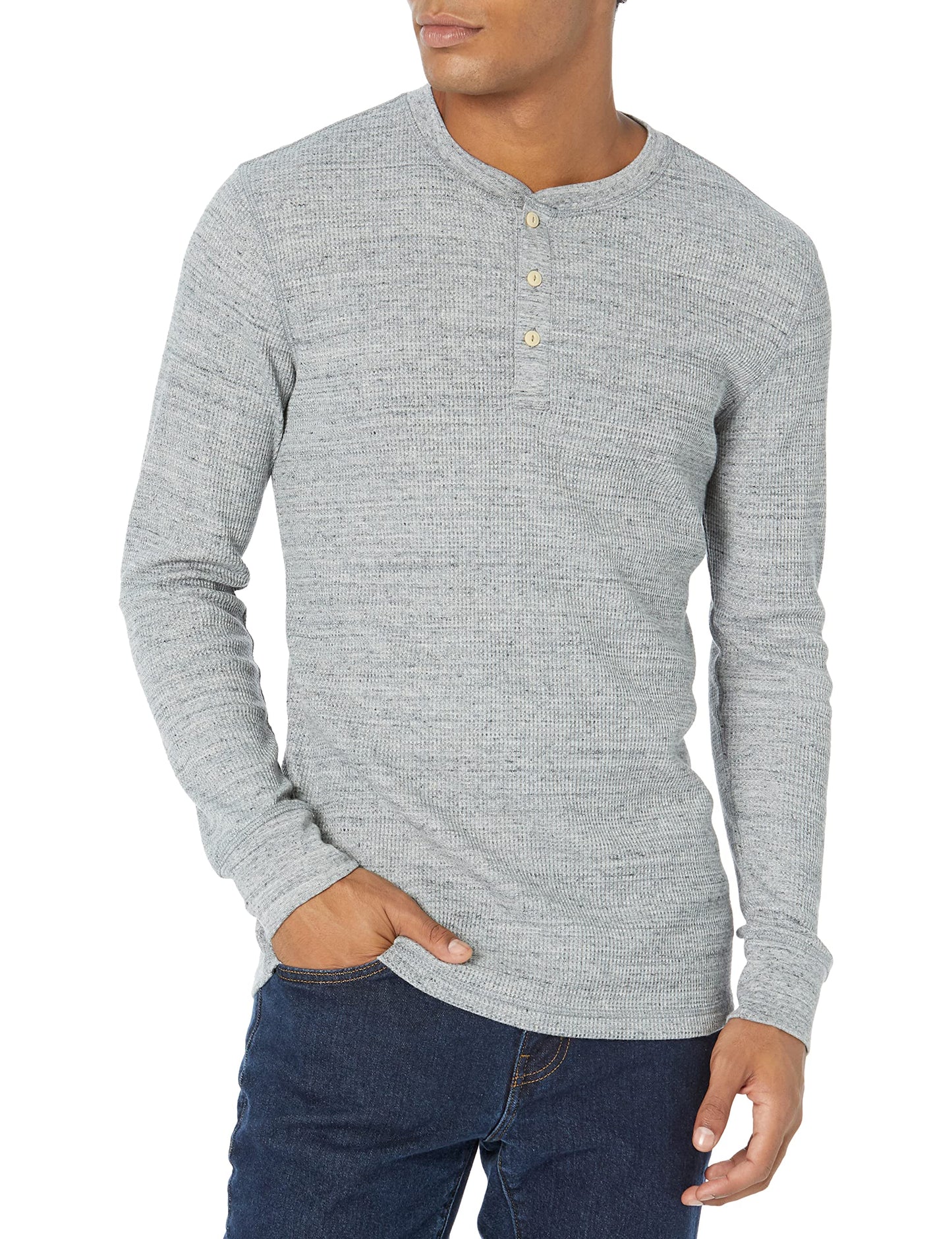 HOTAmazon Essentials Men's Long Sleeve Waffle Henley Shirt