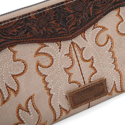 HOTWrangler Wristlet Wallets Western Wallet for Women Floral Tooled Womens Wallet Boot Stitch Purses | Tooled