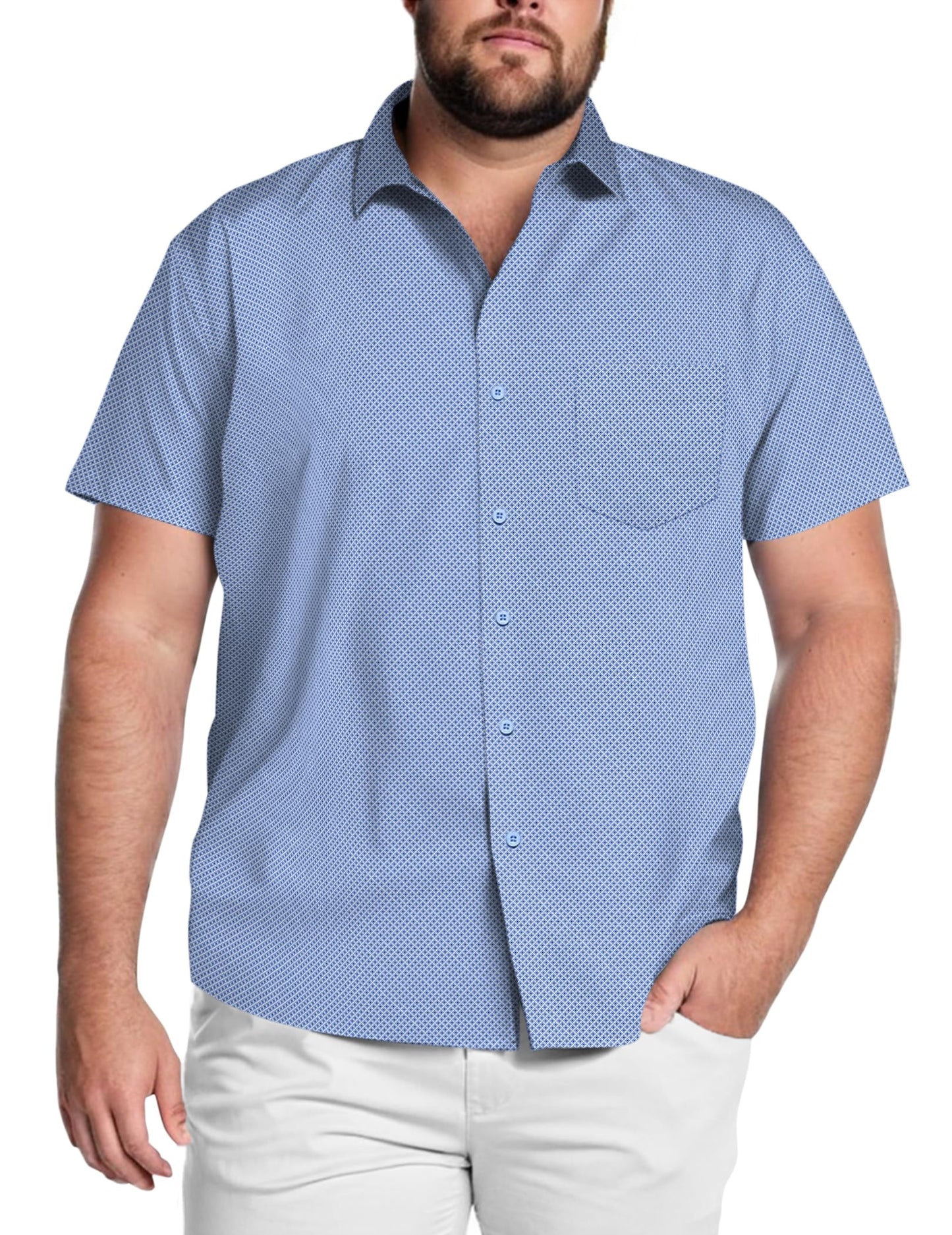 HOTCOOFANDY Big & Tall Shirts for Men Short Sleeve Button Down Casual Dress Shirts