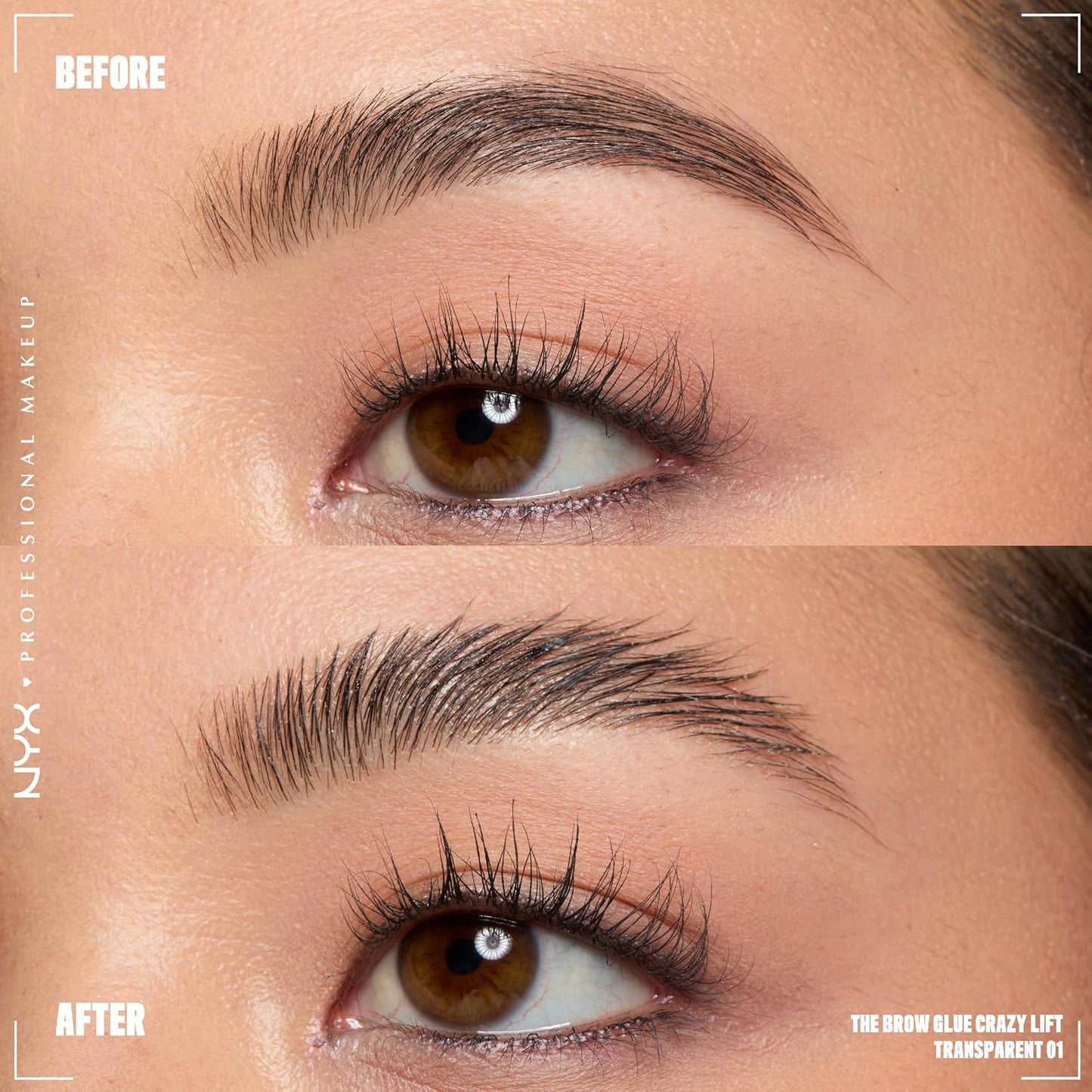 HOTNYX PROFESSIONAL MAKEUP The Brow Glue Crazy Lift, Brow Lamination Gel with 16HR Strong Hold & Built-In Styling Comb - Clear Eyebrow Gel