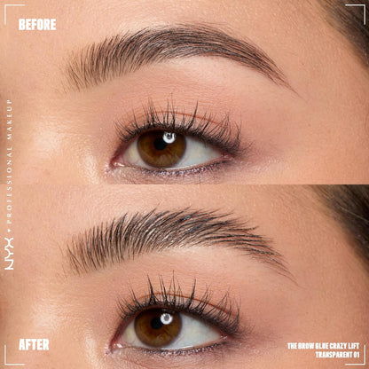 HOTNYX PROFESSIONAL MAKEUP The Brow Glue Crazy Lift, Brow Lamination Gel with 16HR Strong Hold & Built-In Styling Comb - Clear Eyebrow Gel