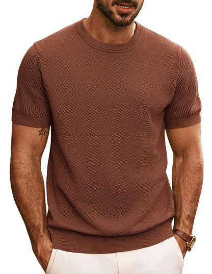 HOTPJ PAUL JONES Mens T Shirts Casual Knit Short Sleeve Tee | Crewneck, Textured Stretch T-Shirts, Lightweight, Comfortable, Breathable, Summer Clothing, Fashion, Classic, Vacation