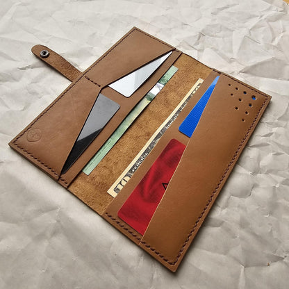 HOTHandmade Bifold Long Slim leather Wallets for women