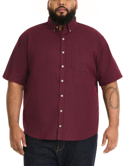 HOTVan Heusen Men's Big and Tall Wrinkle Free Short Sleeve Button Down Shirt, No-Tuck Length, Comfortable Stretch Fabric