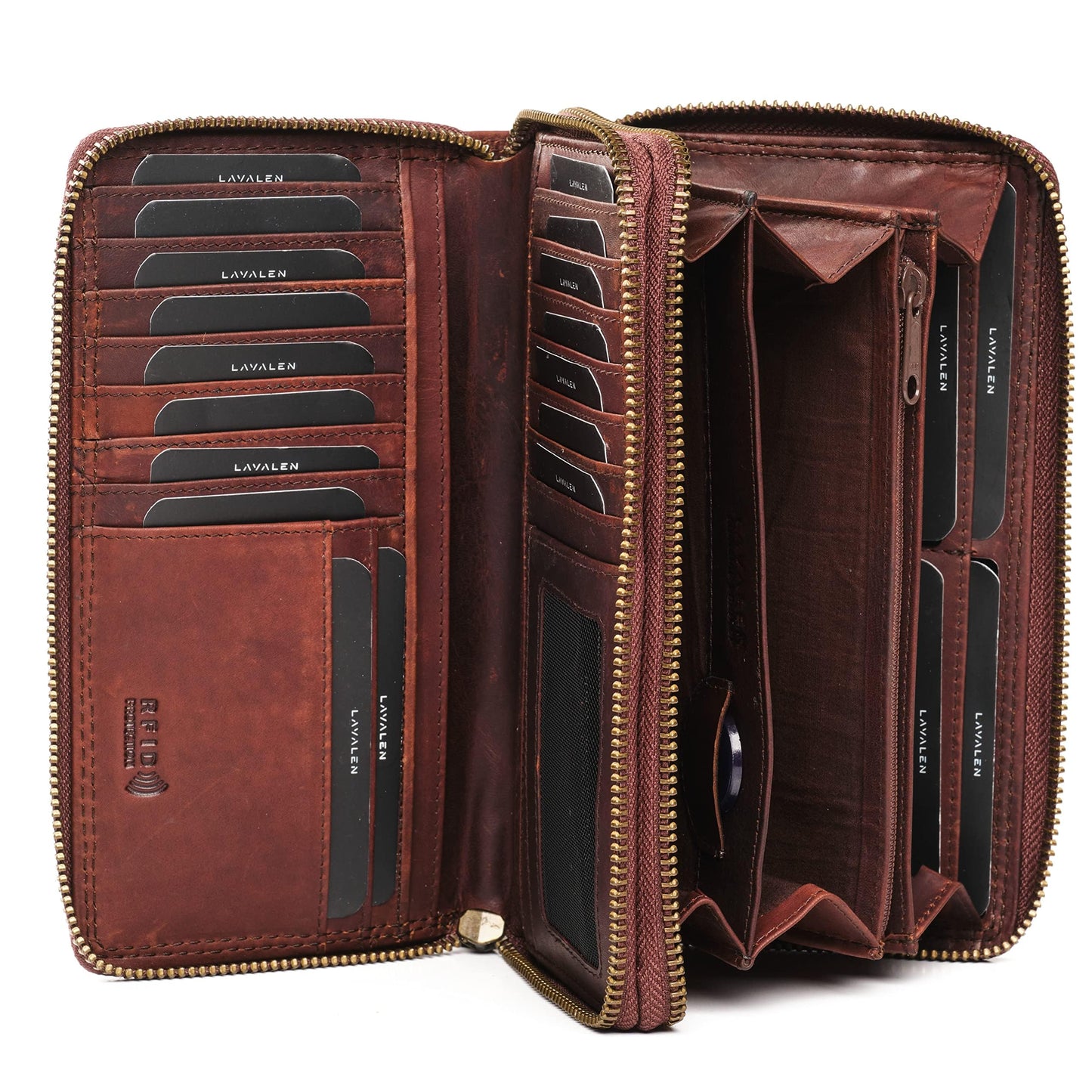 HOTLeather RFID Wallet Women – Modern RFID Womens Wallet- Big Multiple Compartments – Credit Card Holder – Handcrafted Genuine Leather -Carteras de Mujer Piel