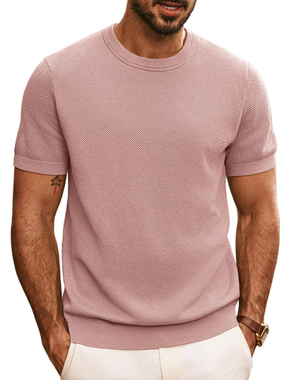 HOTPJ PAUL JONES Mens T Shirts Casual Knit Short Sleeve Tee | Crewneck, Textured Stretch T-Shirts, Lightweight, Comfortable, Breathable, Summer Clothing, Fashion, Classic, Vacation