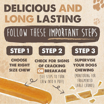 HOTMighty Paw Yak Cheese Dog Chews – All-Natural Long Lasting Hard Chew for Aggressive Chewers – High Protein, Odor-Free Dog Treat – 3 Ingredient Natural Yak Chews for Large Dogs – (4 Pack)