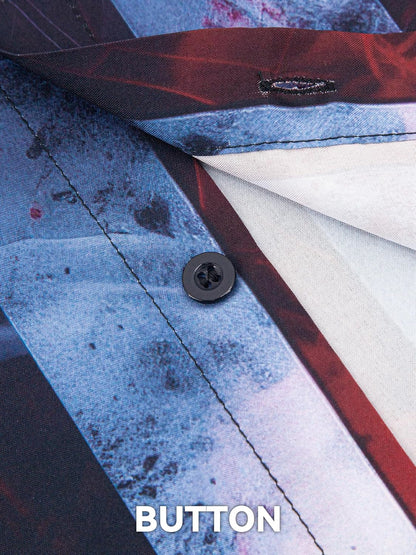 HOTYoimira 4th of July Shirts for Men,Patriotic Grunge Concept USA Flag Button-Down Casual Short Sleeve Hawaiian Shirts for Men