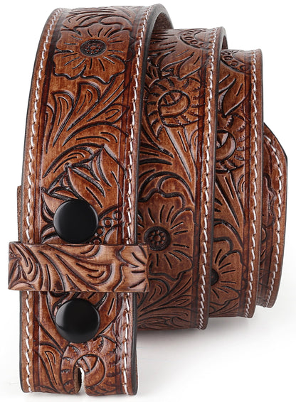 HOTF&L CLASSIC Western Belt without buckle for men – Full Grain Leather Cowboy Belts for jeans - One Piece Leather strap belt