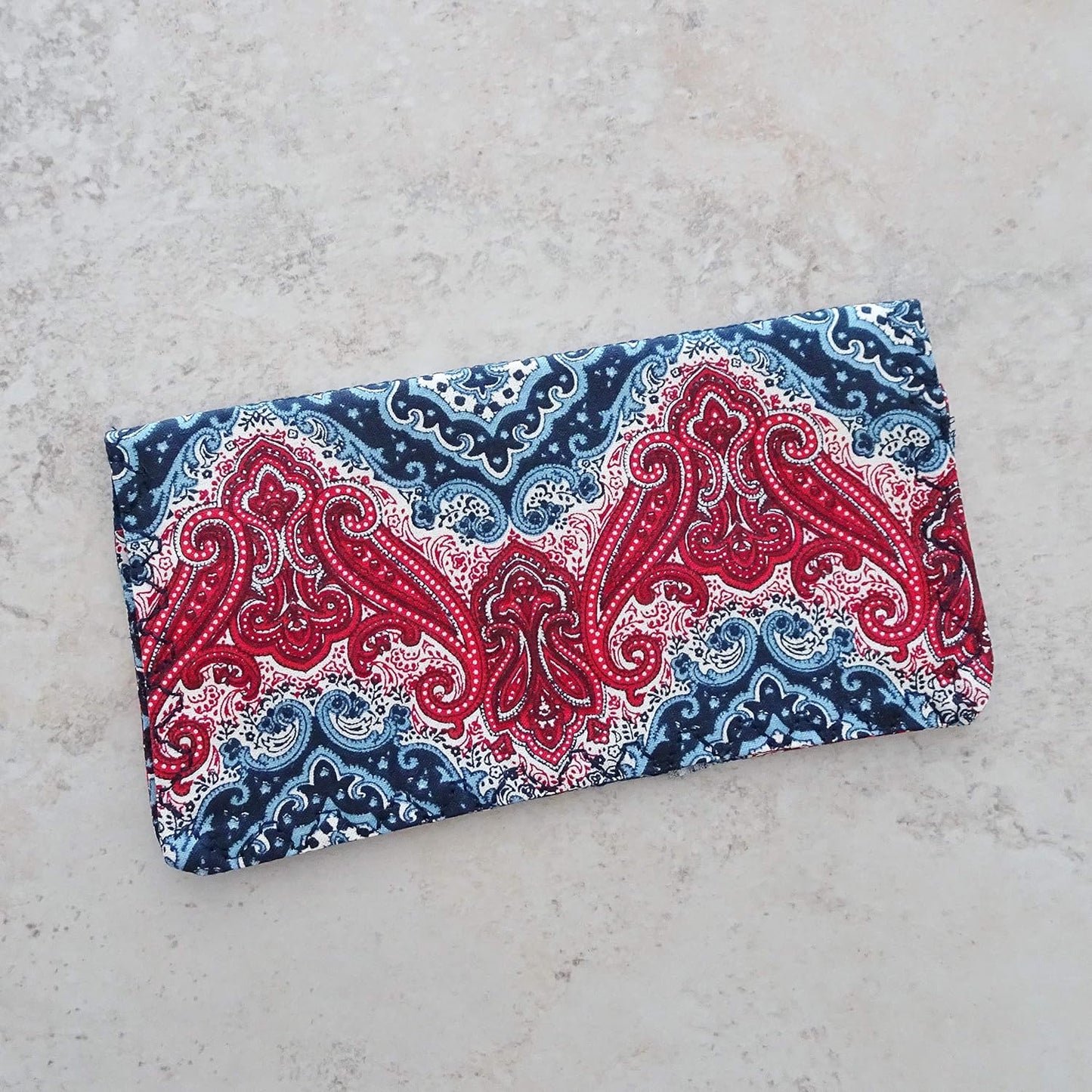 HOTCheckbook Cover, Billfold Wallet, Paisley Fabric Checkbook Case