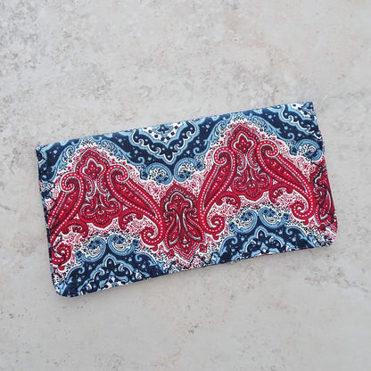 HOTCheckbook Cover, Billfold Wallet, Paisley Fabric Checkbook Case