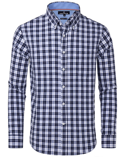 HOTAlimens & Gentle Men's Plaid Button Down Shirts Cotton Long Sleeve Dress Shirts Regular Fit Gingham Shirts