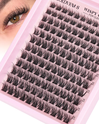 HOTGoddvenus Lash Clusters Kit Wispy Eyelash Clusters Lashes Natural DIY Lash Extension Kit 10-16mm Cluster Eyelash Extensions Kit 300pcs C Curl Individual Lashes Cluster Eyelash (No Tweezers)