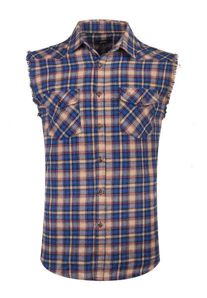 HOTMen's Casual Flannel Plaid Shirt Sleeveless Plus Size Vest