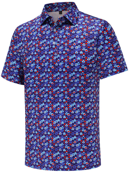 HOTMen's Golf Polo Shirts Short Sleeve Performance Moisture Wicking Dry Fit Funny Golf Polo Shirts for Men