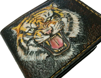 HOTBig Cat, Royal Bengal Tiger, Animal, Siberian Tiger, Panthera, Wildlife Wallet, RFID Men's Bifold Wallet, Genuine leather wallet, Biker Wallet, Embossed wallet, Leather Purse, Handmade wallet, Airbrush Art, Custom wallet, Personalized wallet