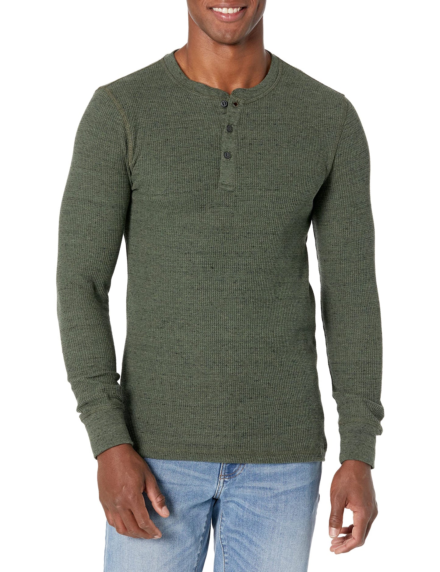 HOTAmazon Essentials Men's Long Sleeve Waffle Henley Shirt