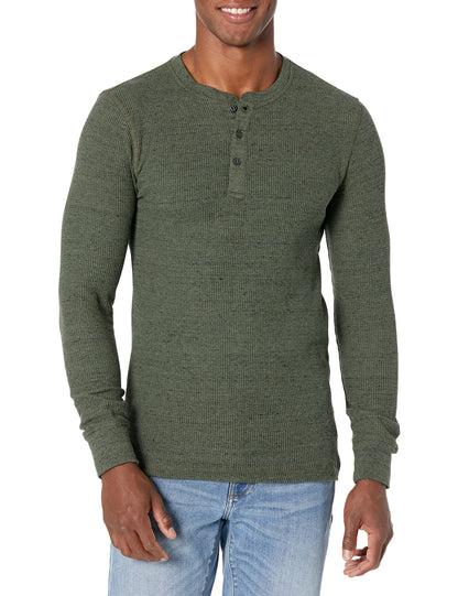 HOTAmazon Essentials Men's Long Sleeve Waffle Henley Shirt