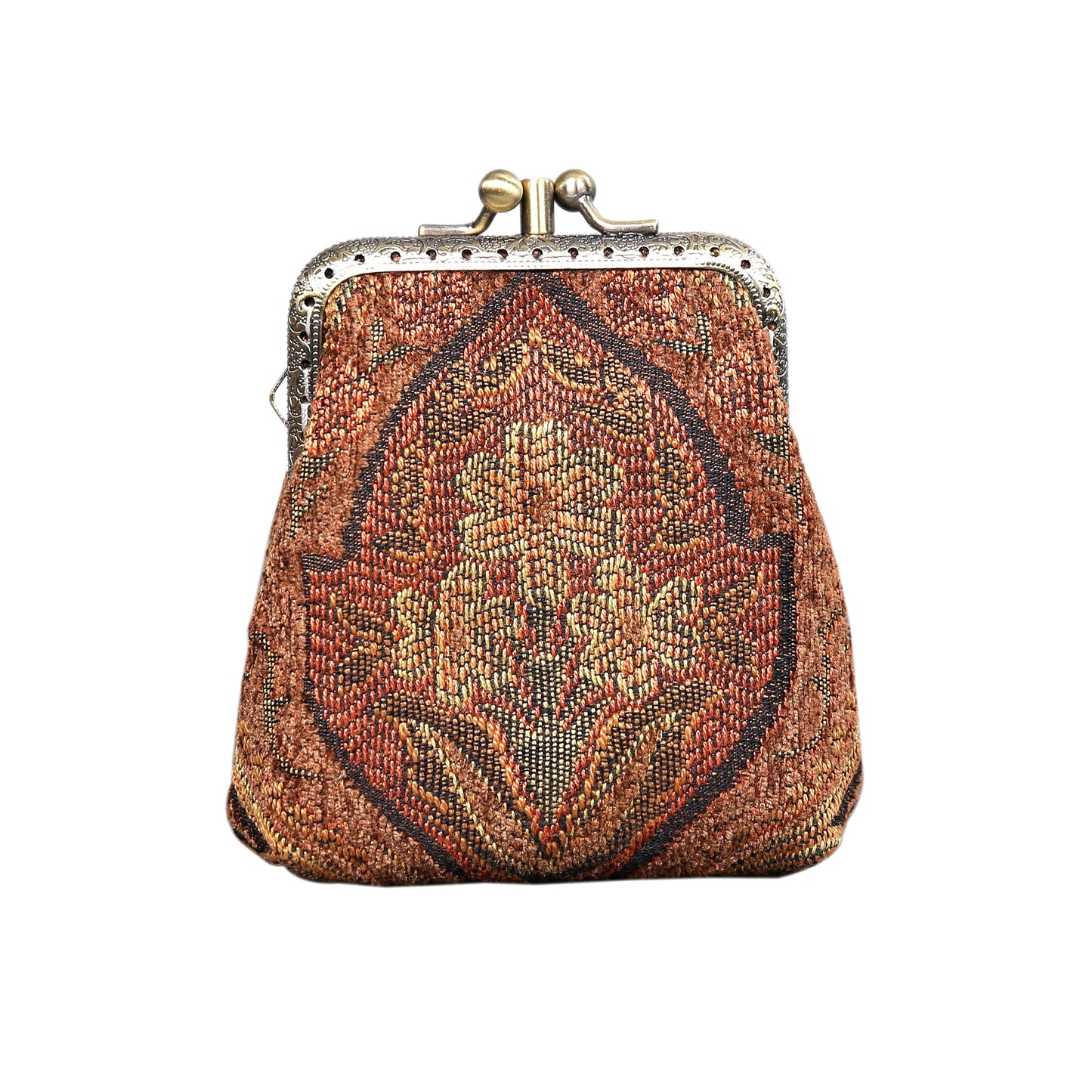 HOTCarpet Bag Double Kiss Clasp Coin Purse Pouch,Vintage Change Wallet Card Holder