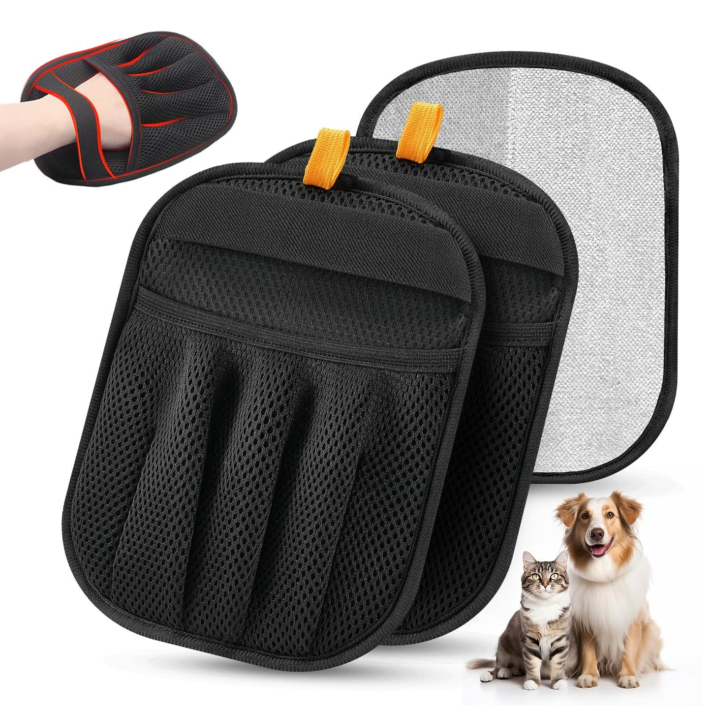 HOTPet Hair Removal Glove for Cats & Dogs, Upgraded Five-Finger Electrostatic Pet Hair Glove, Reusable Magic Brush Pet Hair Remover Tool for Laundry, Couch, Carpet, Car Seat