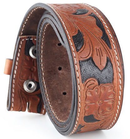 HOTF&L CLASSIC Western Belt without buckle for men – Full Grain Leather Cowboy Belts for jeans - One Piece Leather strap belt
