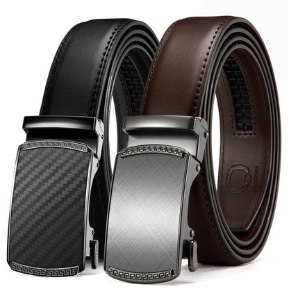 HOTCHAOREN Mens Dress Belt Leather 2 Pack - Mens Ratchet Belt for Dress Shirt and Pants Every Occasion (32mm)