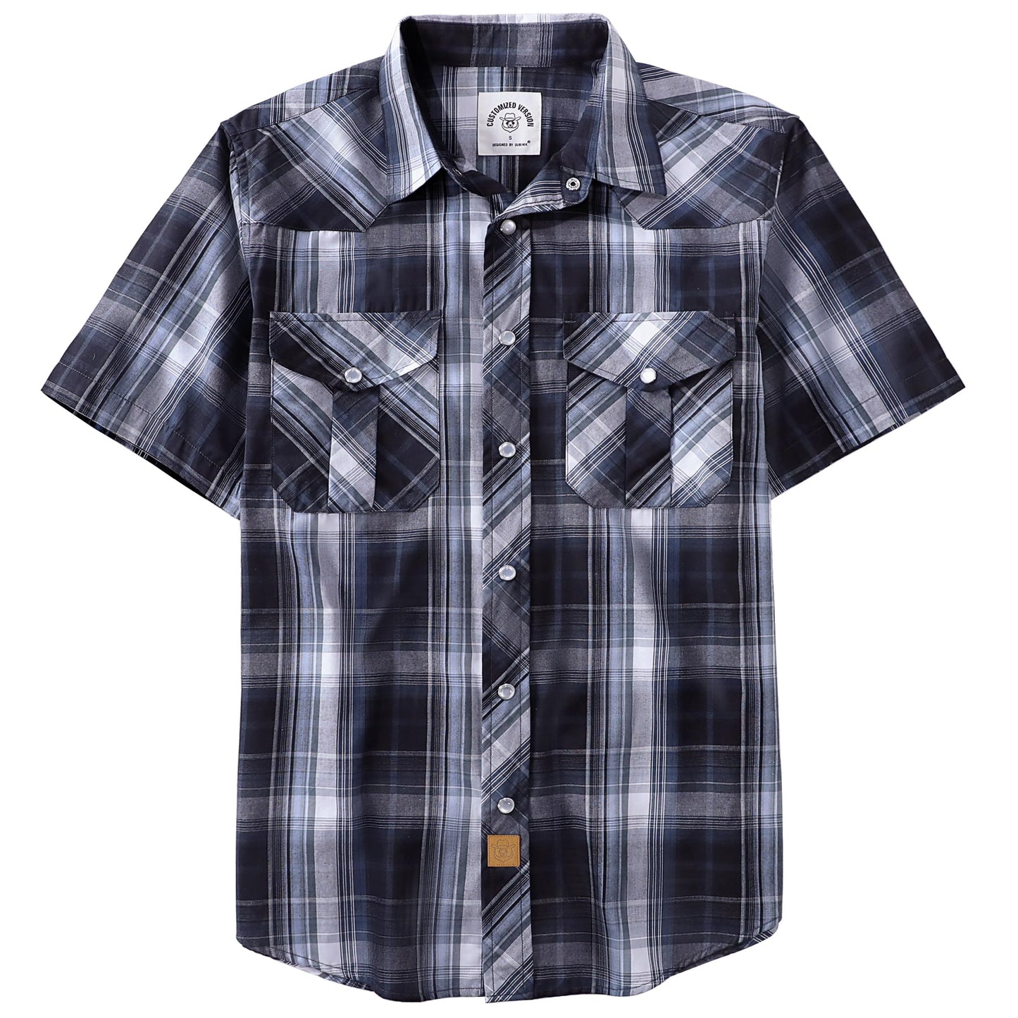 HOTDubinik® Western Shirts for Men Short Sleeve Plaid Pearl Snap Shirts for Men Button Up Shirt Cowboy Casual Work Shirt