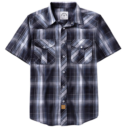 HOTDubinik® Western Shirts for Men Short Sleeve Plaid Pearl Snap Shirts for Men Button Up Shirt Cowboy Casual Work Shirt