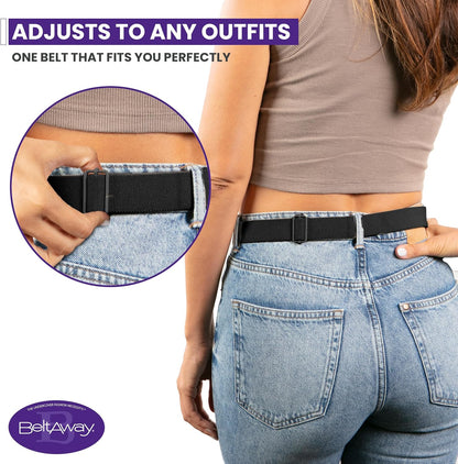 HOTBELTAWAY Easily Adjustable Elastic Flat Buckle No Show Belts for Women – Stretch No Bulge jeans pants