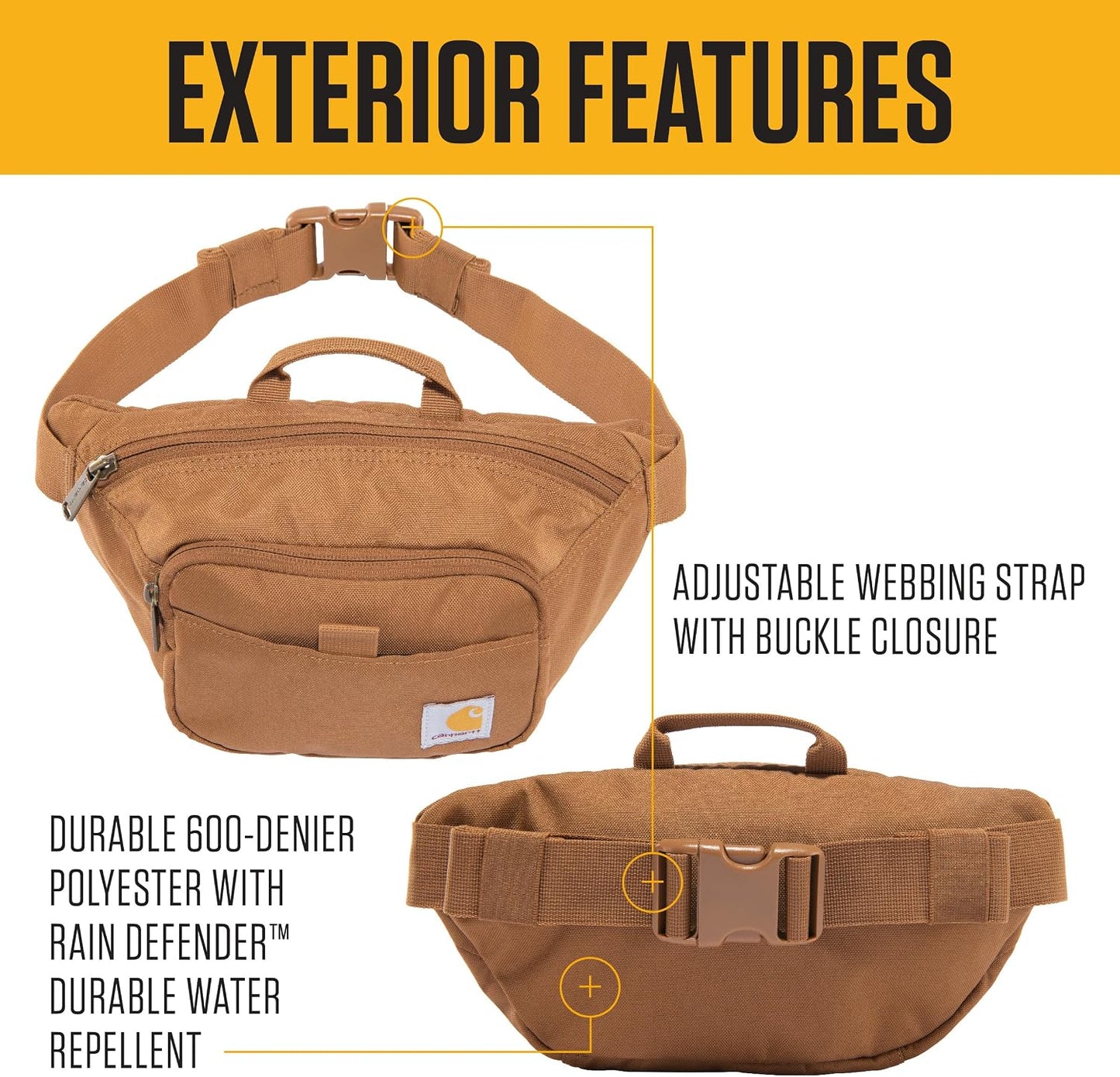 HOTCarhartt Classic Adjustable Sling Bag, Durable, 600-Denier Water Resistant Hip Pack