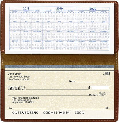 HOTFloral Filigree Laser Engraved Leatherette Checkbook Cover Rawhide/Black