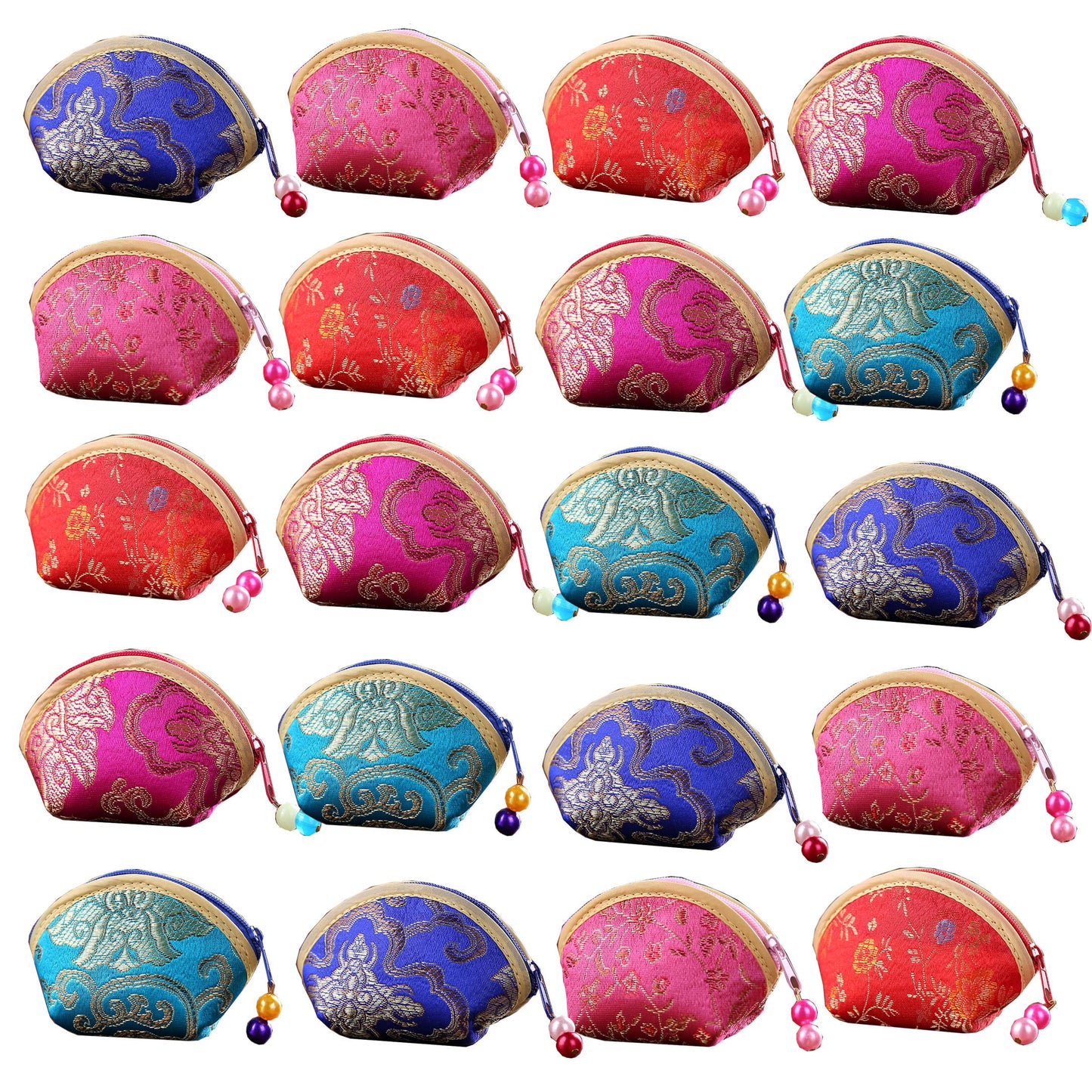 HOTSilk Coin Purse Zipper Purse Embroidery Coin Wallet | 20Pcs，Sugar Jewelry Bag Lipstick Container Gift Bag