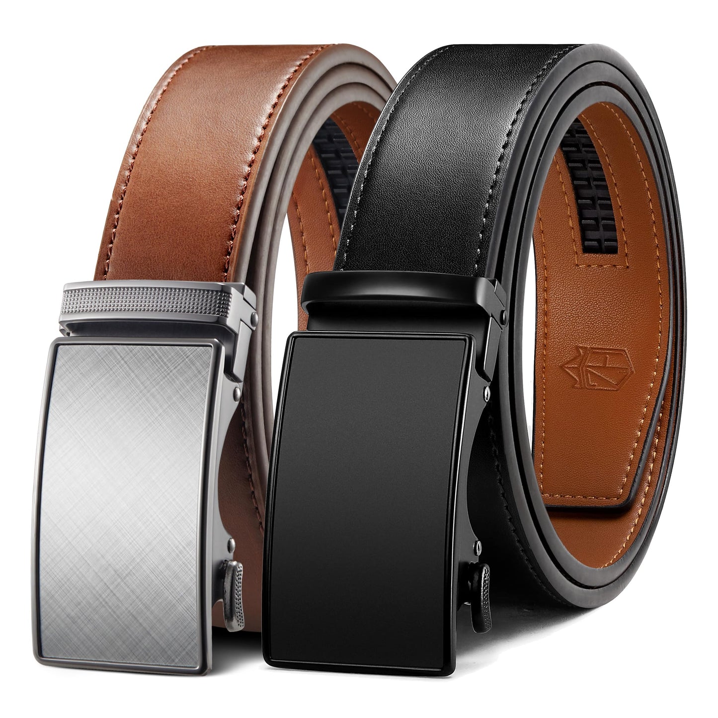 HOTZitahli Ratchet Belt for Men - 2 Packs Leather Mens belt For Gift Men Dress and Casual,Trim to Fit