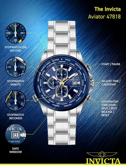 HOTInvicta Aviator Men 50mm Quartz