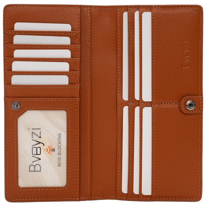HOTBveyzi Ultra Slim Thin Leather RFID Blocking Credit Card Holder Bifold Clutch Wallets for Women
