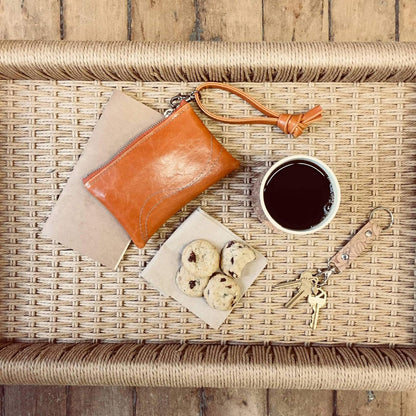HOTCrystalyn Kae | Small ZIpper Pouch - Orange Vegan Purse made in USA
