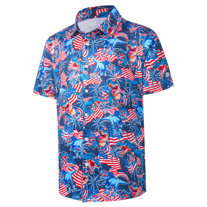 HOTFT FENTENG Mens Hawaiian Shirts Regular Fit Short Sleeve Casual Button Down Summer Tropical Beach Shirts
