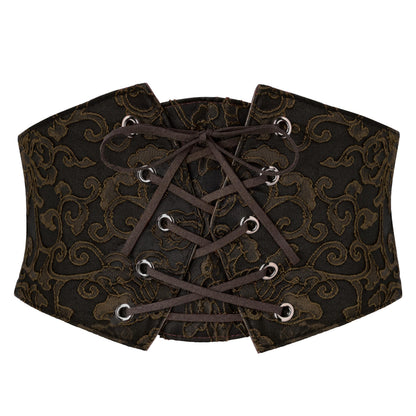 HOTGRACE KARIN Women's Elastic Wide Waist Belt Renaissance Pirate Corset Cinch Belt Cosplay Costume with Press Button