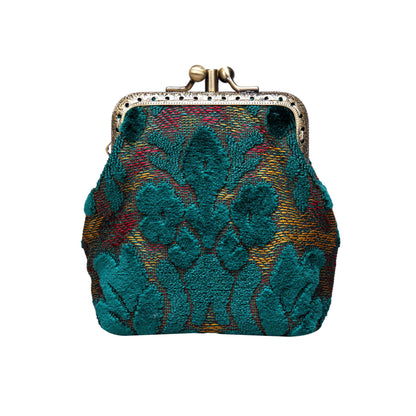 HOTCarpet Bag Double Kiss Clasp Coin Purse Pouch,Vintage Change Wallet Card Holder