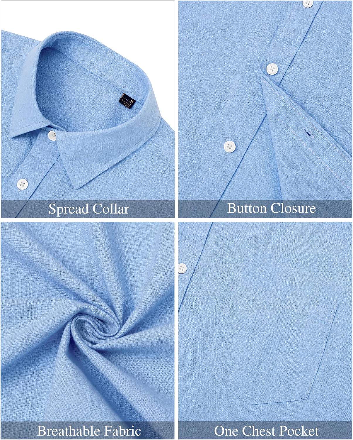 HOTJ.VER Mens Linen Shirt Short Sleeve Button Down Casual Summer Shirts | Cotton Linen, Untucked, Big Tall, from Beach Camp Vacation, Cruise Fishing, Work Office, to Wedding Party Family, with Pocket