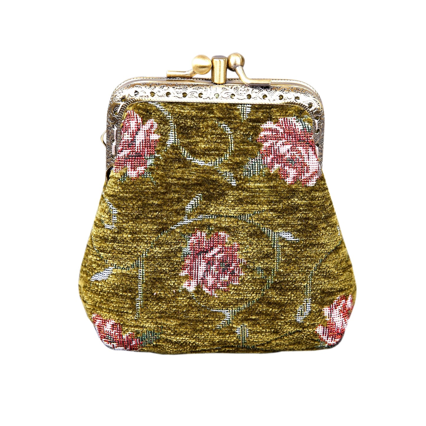HOTCarpet Bag Double Kiss Clasp Coin Purse Pouch,Vintage Change Wallet Card Holder