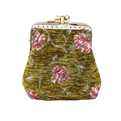 HOTCarpet Bag Double Kiss Clasp Coin Purse Pouch,Vintage Change Wallet Card Holder
