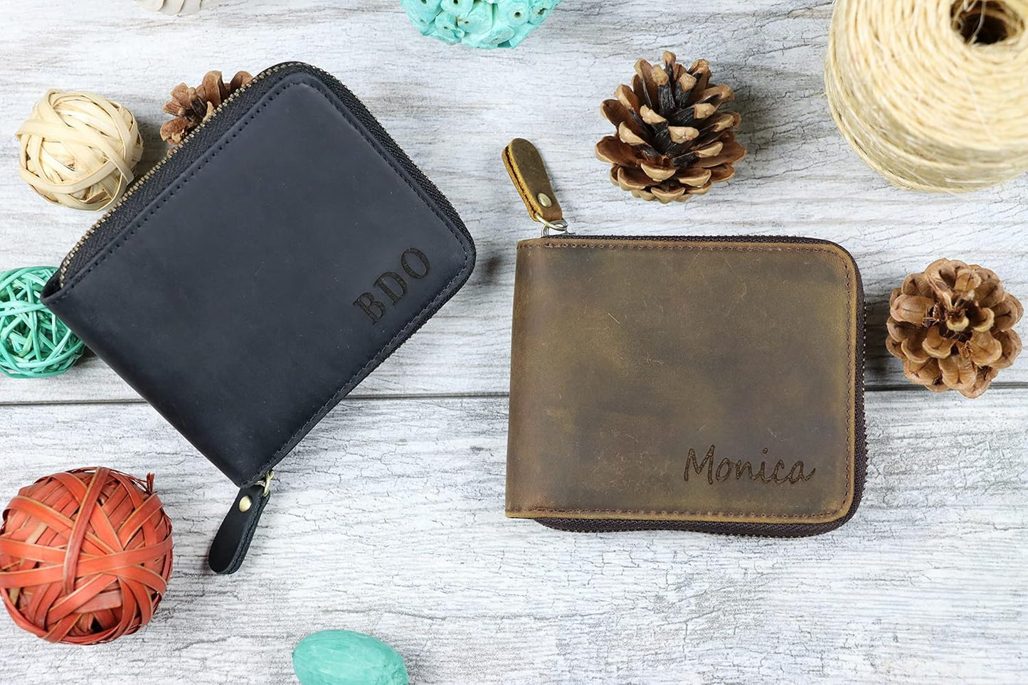 HOTLeather Zipper Wallet, Small Leather Wallet, Unisex Minimalist wallet, personalized Leather Wallet, Anniversary Gift, Credit Card Case, Coin Purse